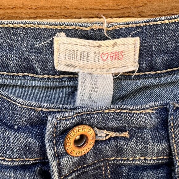 Forever 21 Girls Lace Trim Denim Jean Shorts Size M - Picture 2 of 7